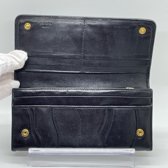 PRADA Black/Nero Nappa Leather Long Wallet stitched wave design - Picture 5 of 13